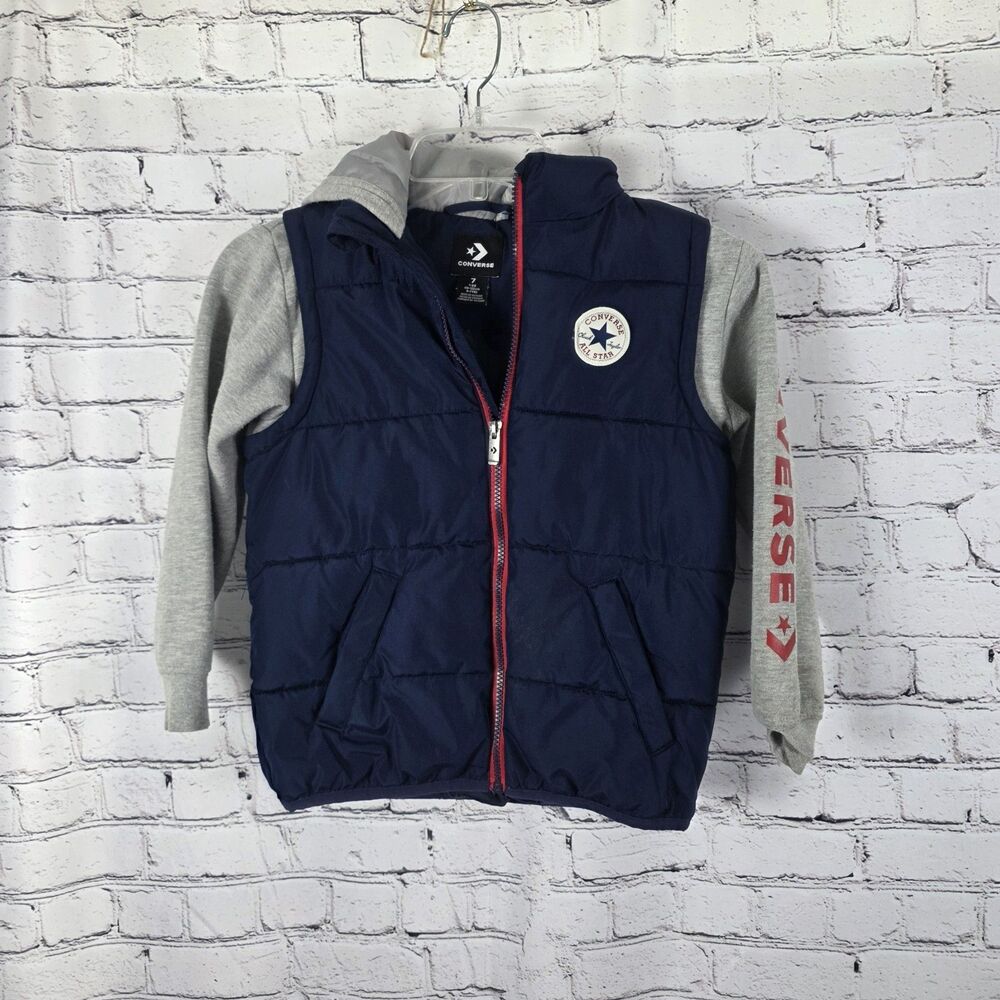 Converse All Star Youth Size 7 Hooded Puffer Jacket Coat